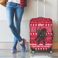 Austria Christmas Luggage Cover with German Text Red Pattern and Festive Lights - Wonder Print Shop