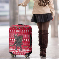 Austria Christmas Luggage Cover with German Text Red Pattern and Festive Lights - Wonder Print Shop