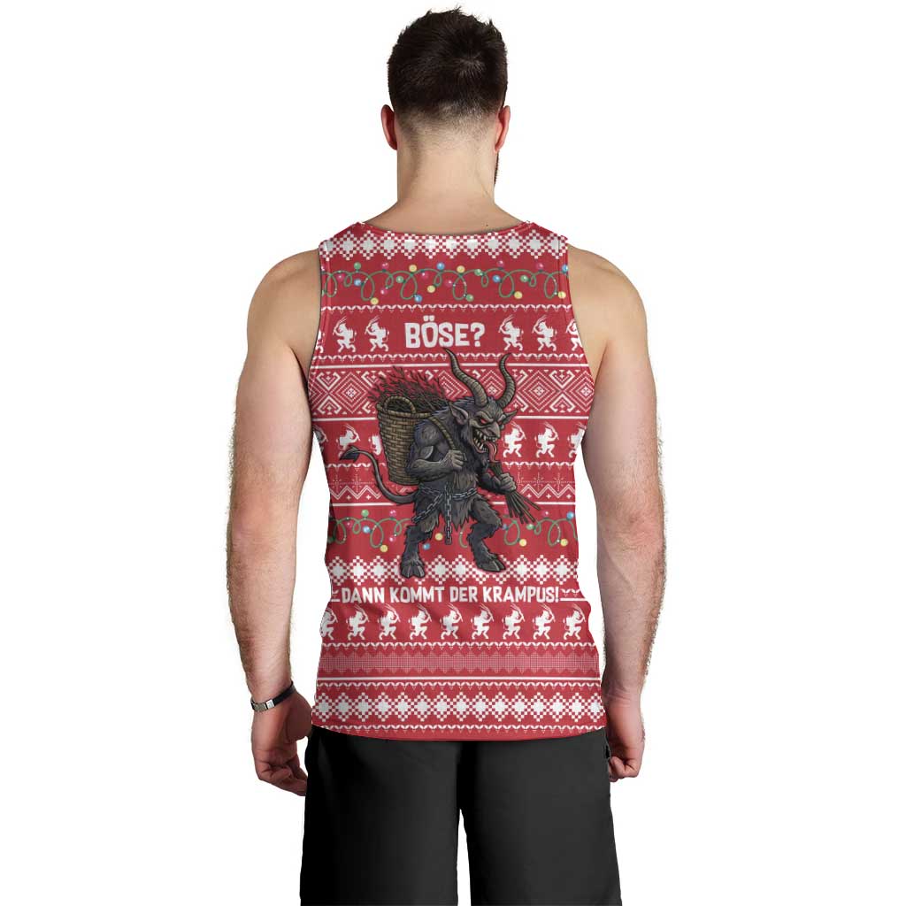 Austria Christmas Men Tank Top with German Text Red Pattern and Festive Lights - Wonder Print Shop