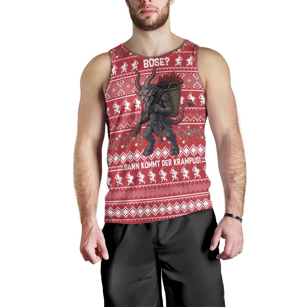 Austria Christmas Men Tank Top with German Text Red Pattern and Festive Lights - Wonder Print Shop
