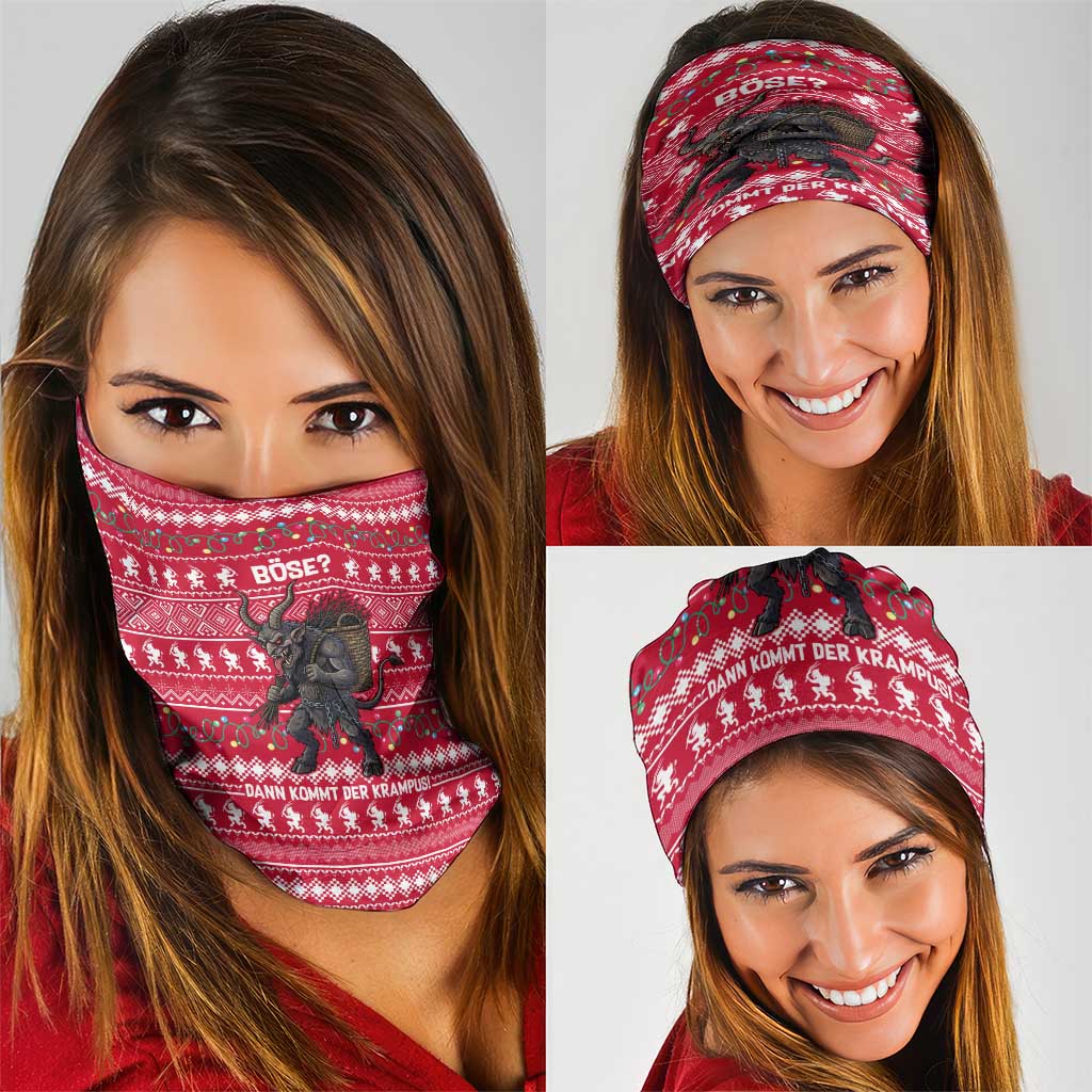 Austria Christmas Neck Gaiter with German Text Red Pattern and Festive Lights - Wonder Print Shop