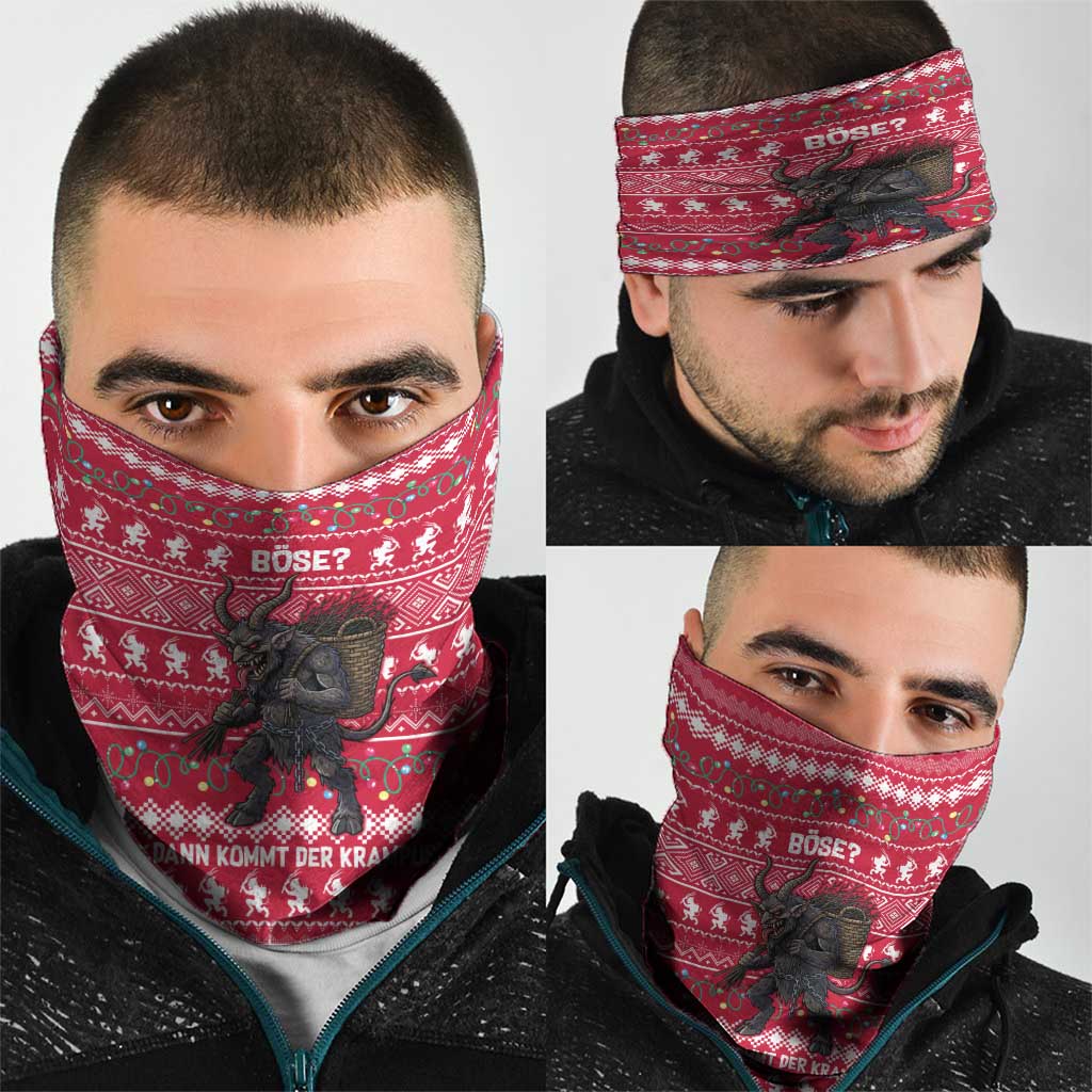 Austria Christmas Neck Gaiter with German Text Red Pattern and Festive Lights - Wonder Print Shop