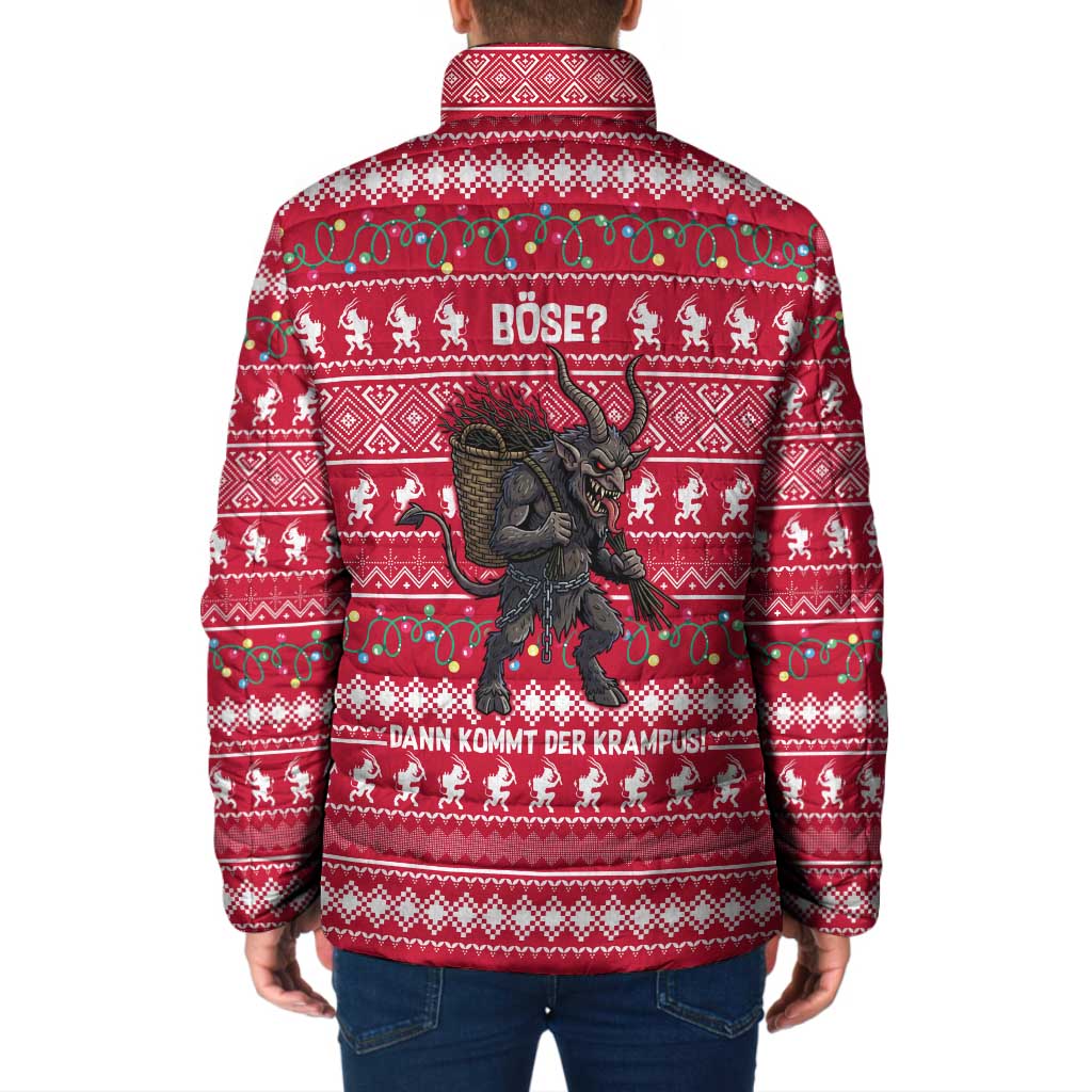 Austria Christmas Padded Jacket with German Text Red Pattern and Festive Lights - Wonder Print Shop