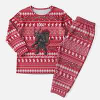 Austria Christmas Pajama Set with German Text Red Pattern and Festive Lights - Wonder Print Shop