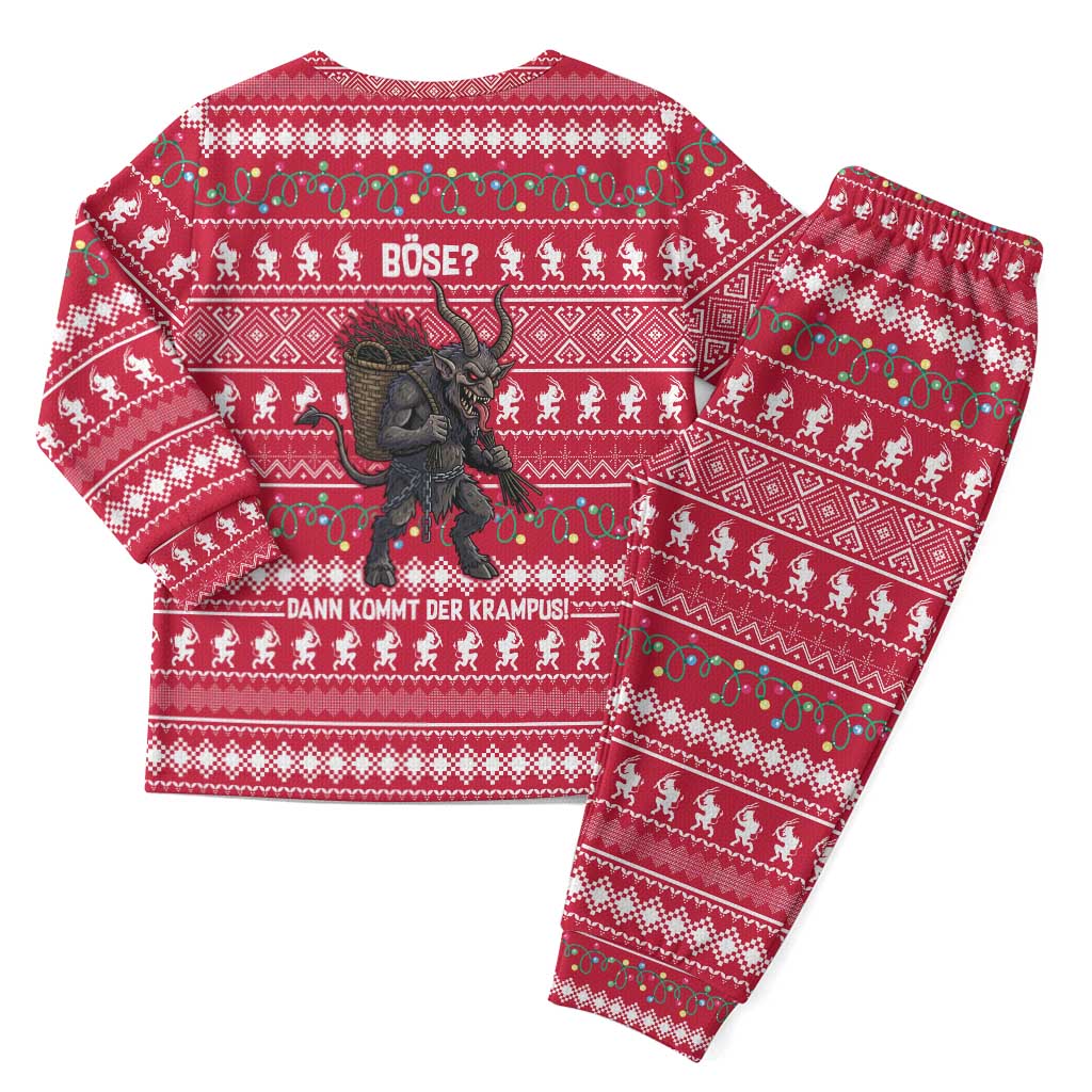 Austria Christmas Pajama Set with German Text Red Pattern and Festive Lights - Wonder Print Shop