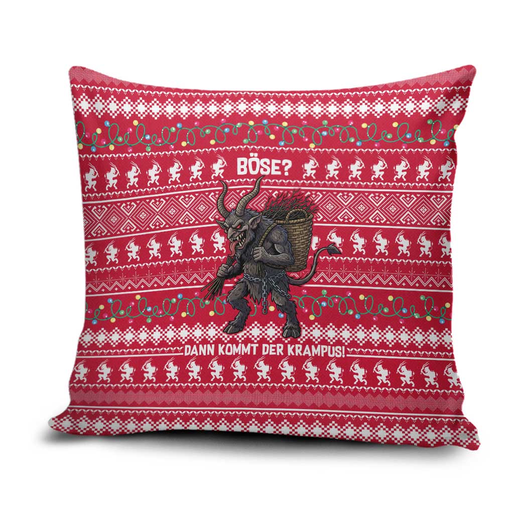 Austria Christmas Pillow Cover with German Text Red Pattern and Festive Lights - Wonder Print Shop