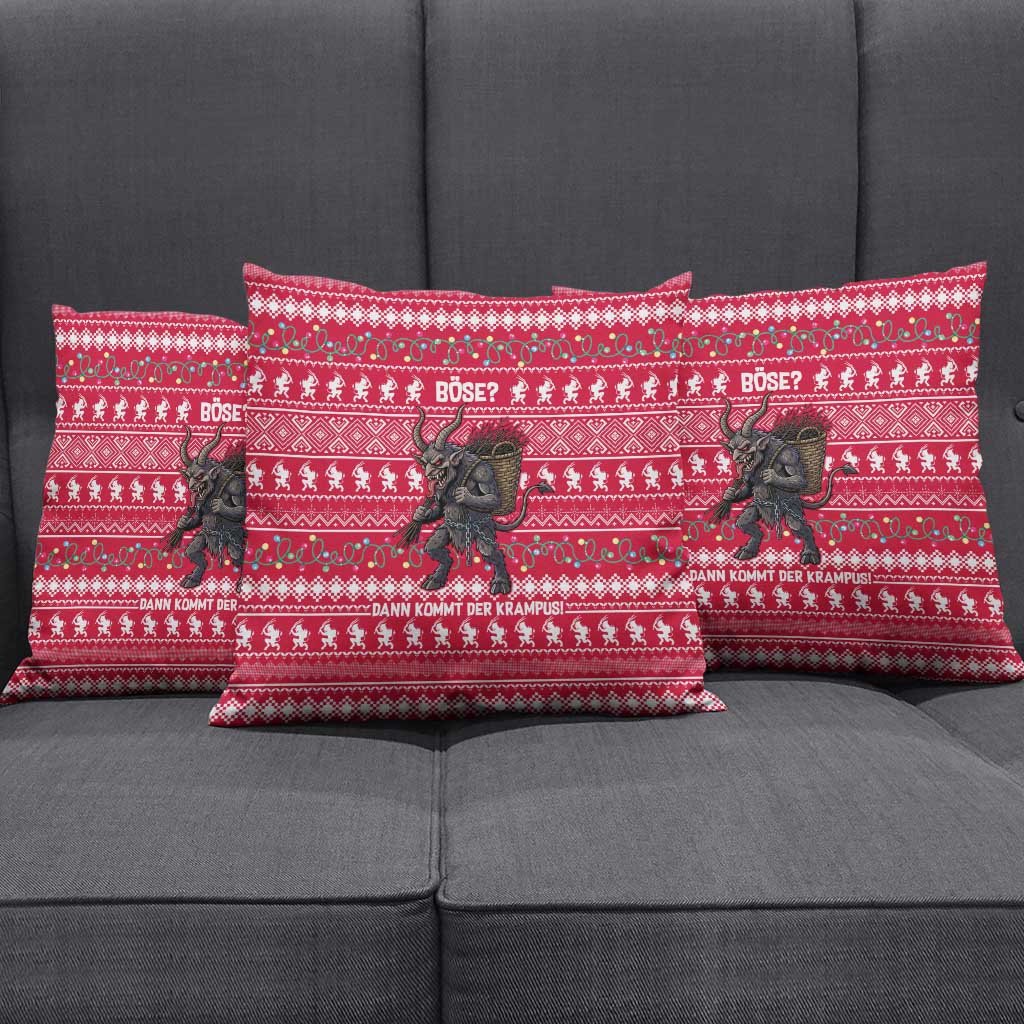 Austria Christmas Pillow Cover with German Text Red Pattern and Festive Lights - Wonder Print Shop