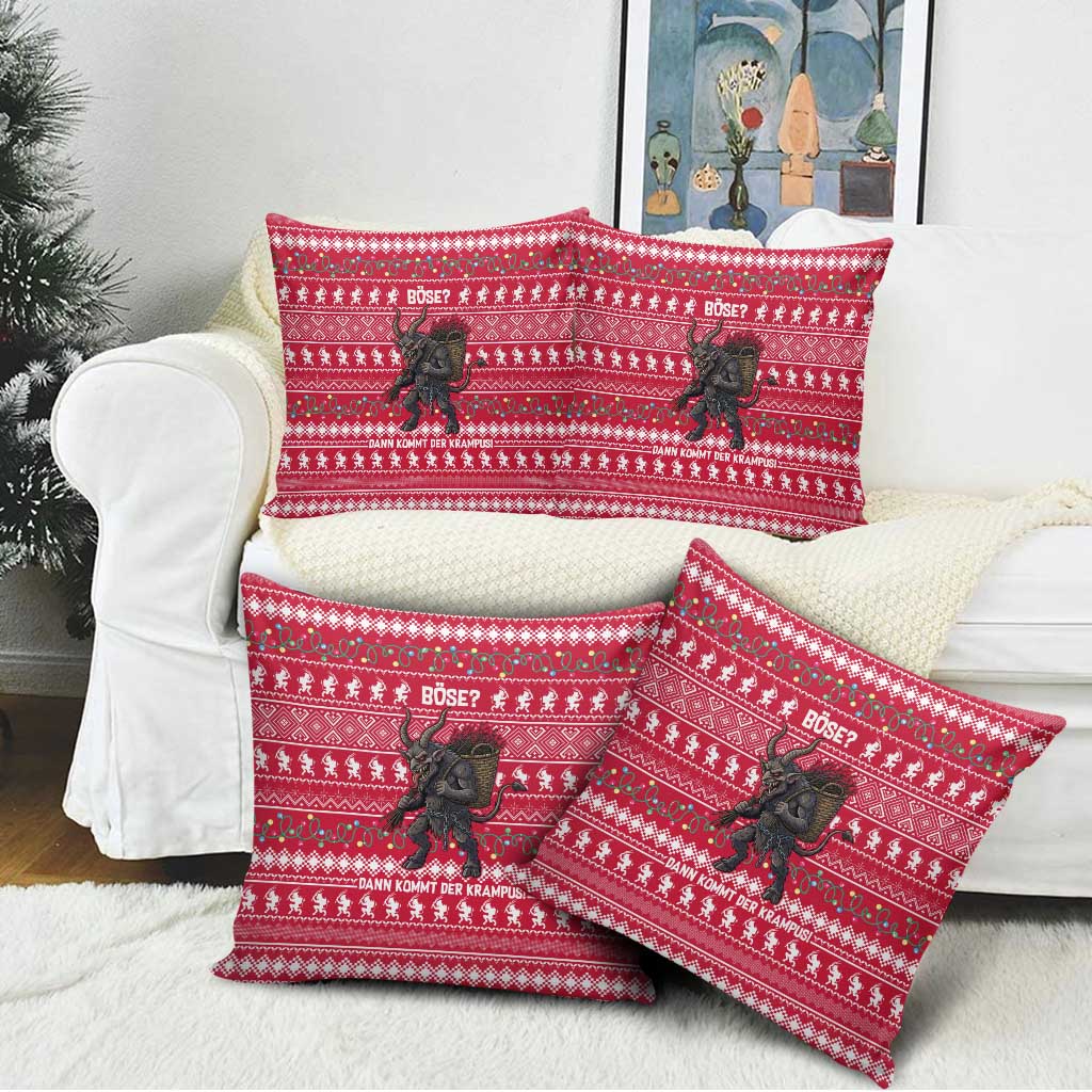 Austria Christmas Pillow Cover with German Text Red Pattern and Festive Lights - Wonder Print Shop