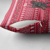 Austria Christmas Pillow Cover with German Text Red Pattern and Festive Lights - Wonder Print Shop