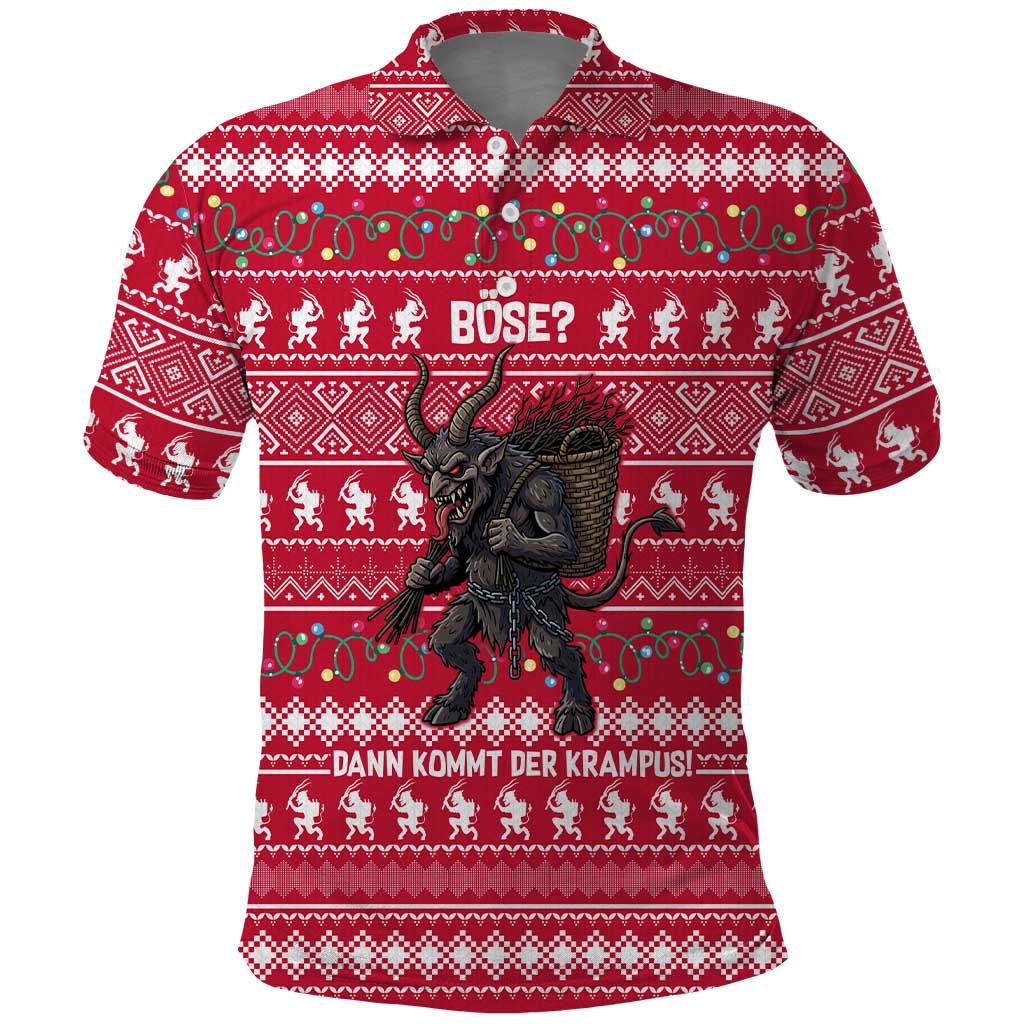 Austria Christmas Polo Shirt with German Text Red Pattern and Festive Lights - Wonder Print Shop