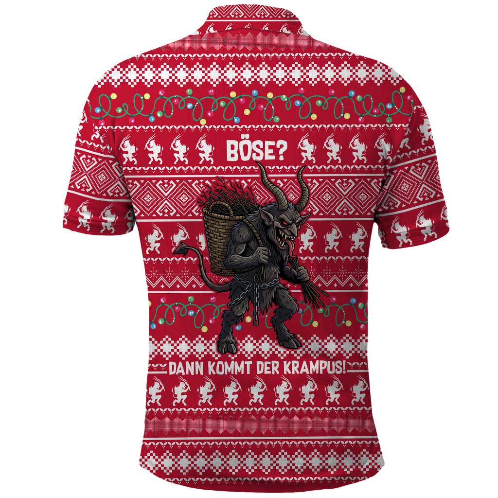 Austria Christmas Polo Shirt with German Text Red Pattern and Festive Lights - Wonder Print Shop