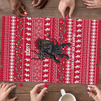 Austria Christmas Puzzle with German Text Red Pattern and Festive Lights - Wonder Print Shop