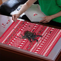 Austria Christmas Puzzle with German Text Red Pattern and Festive Lights - Wonder Print Shop