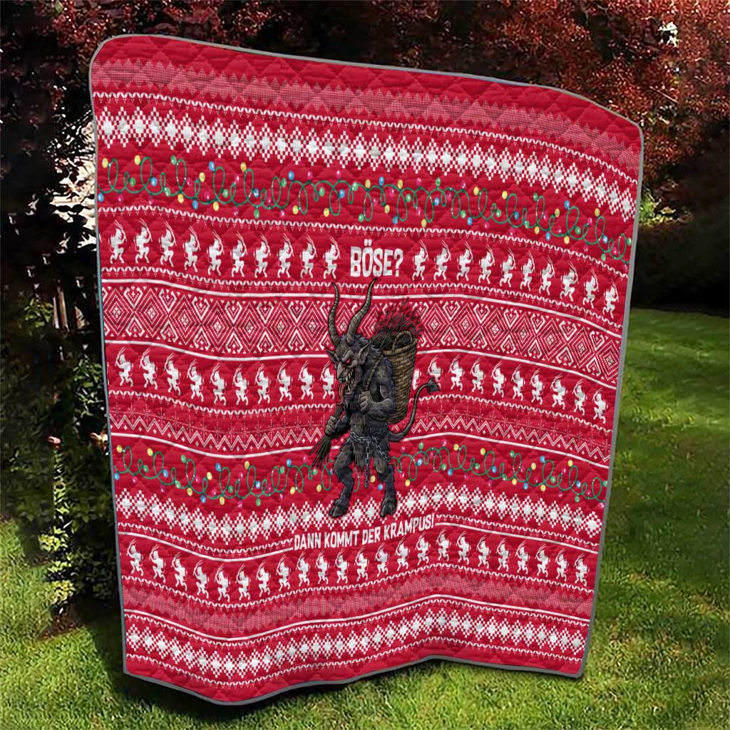Austria Christmas Quilt with German Text Red Pattern and Festive Lights - Wonder Print Shop