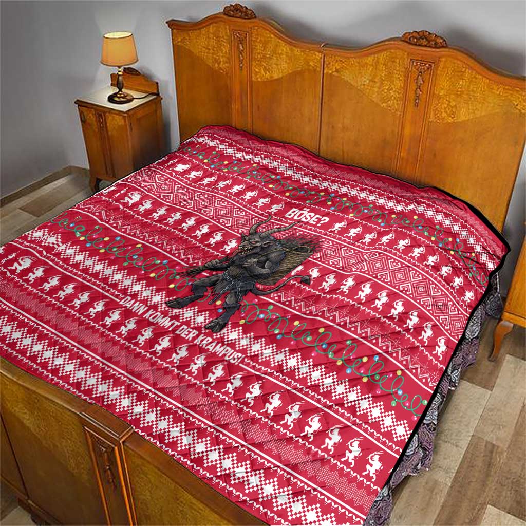 Austria Christmas Quilt with German Text Red Pattern and Festive Lights - Wonder Print Shop