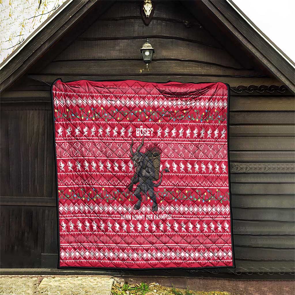 Austria Christmas Quilt with German Text Red Pattern and Festive Lights - Wonder Print Shop