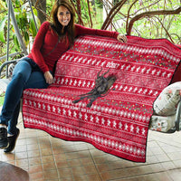 Austria Christmas Quilt with German Text Red Pattern and Festive Lights - Wonder Print Shop