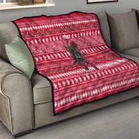 Austria Christmas Quilt with German Text Red Pattern and Festive Lights - Wonder Print Shop