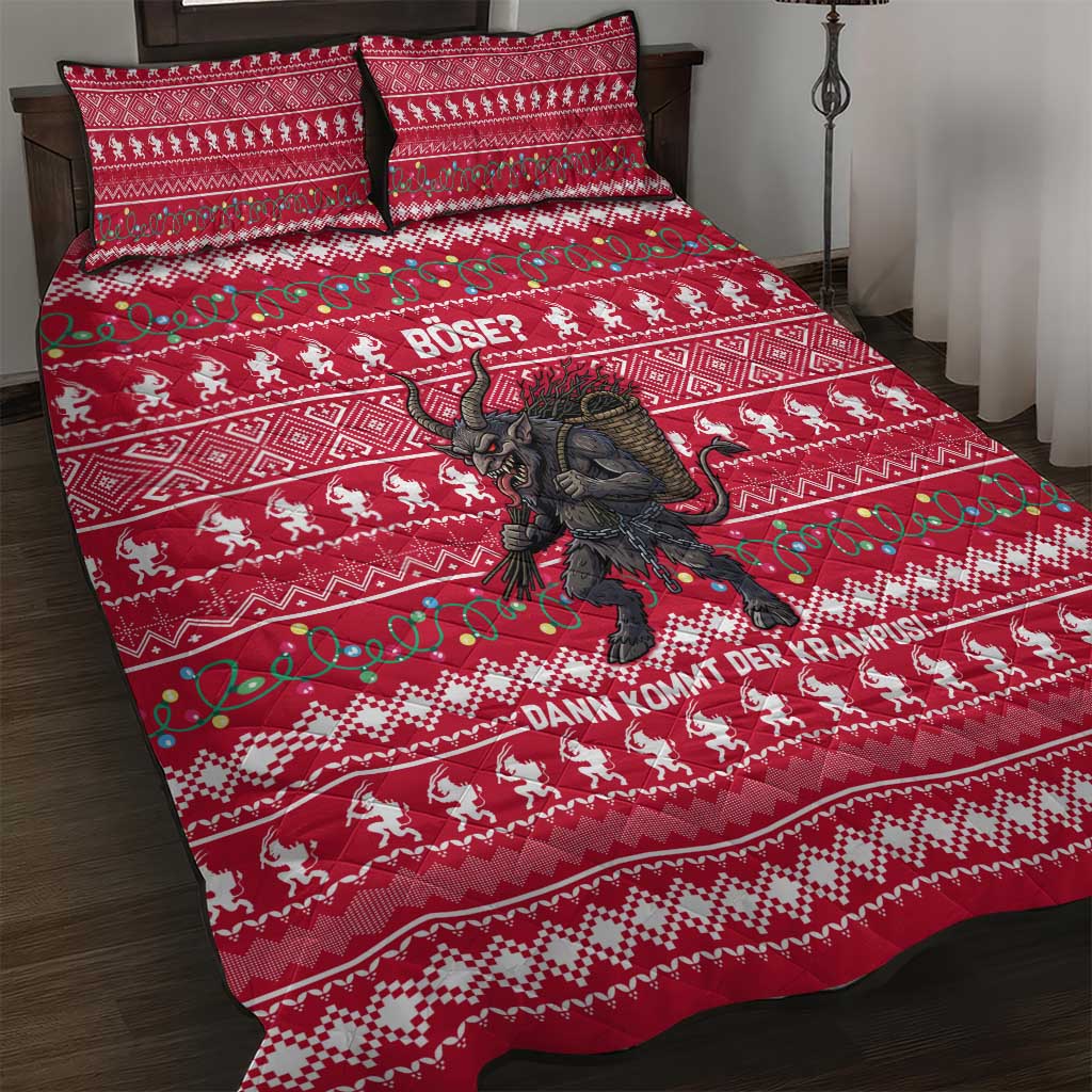 Austria Christmas Quilt Bed Set with German Text Red Pattern and Festive Lights - Wonder Print Shop