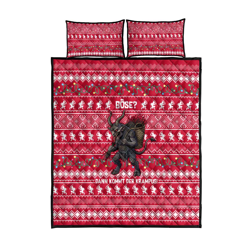 Austria Christmas Quilt Bed Set with German Text Red Pattern and Festive Lights - Wonder Print Shop