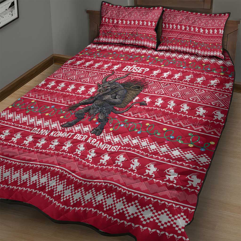 Austria Christmas Quilt Bed Set with German Text Red Pattern and Festive Lights - Wonder Print Shop