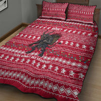 Austria Christmas Quilt Bed Set with German Text Red Pattern and Festive Lights - Wonder Print Shop