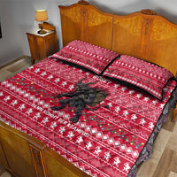 Austria Christmas Quilt Bed Set with German Text Red Pattern and Festive Lights - Wonder Print Shop
