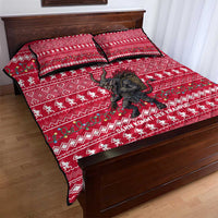 Austria Christmas Quilt Bed Set with German Text Red Pattern and Festive Lights - Wonder Print Shop