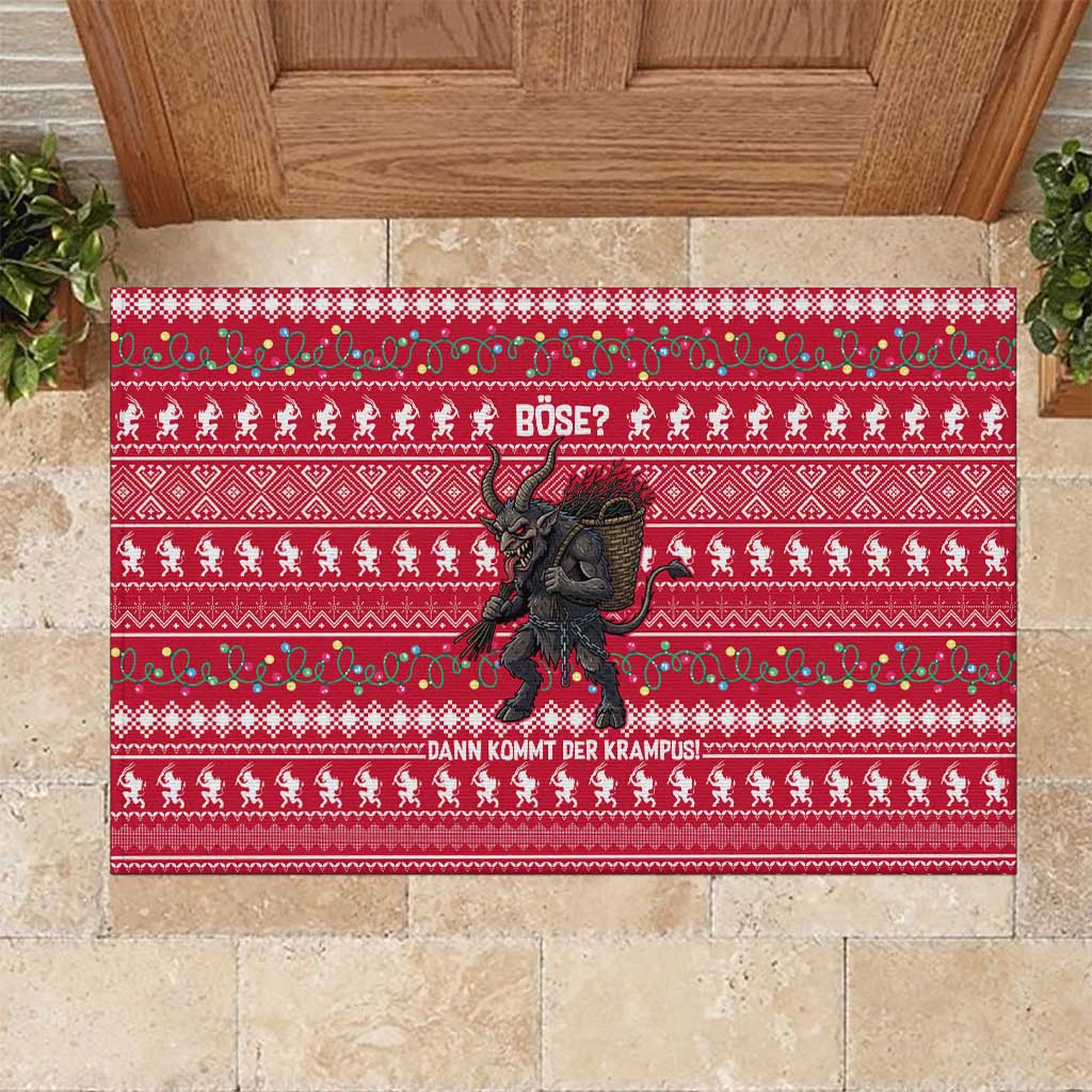 Austria Christmas Rubber Doormat with German Text Red Pattern and Festive Lights - Wonder Print Shop