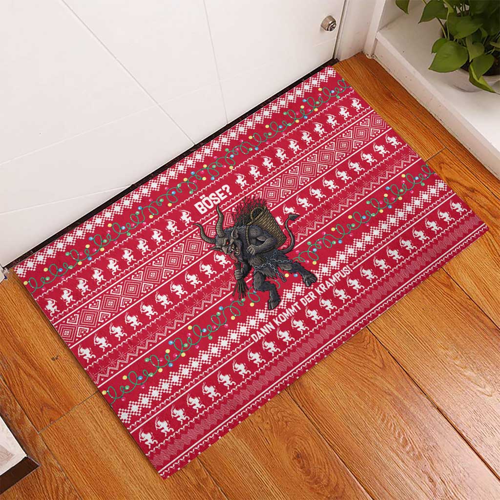 Austria Christmas Rubber Doormat with German Text Red Pattern and Festive Lights - Wonder Print Shop