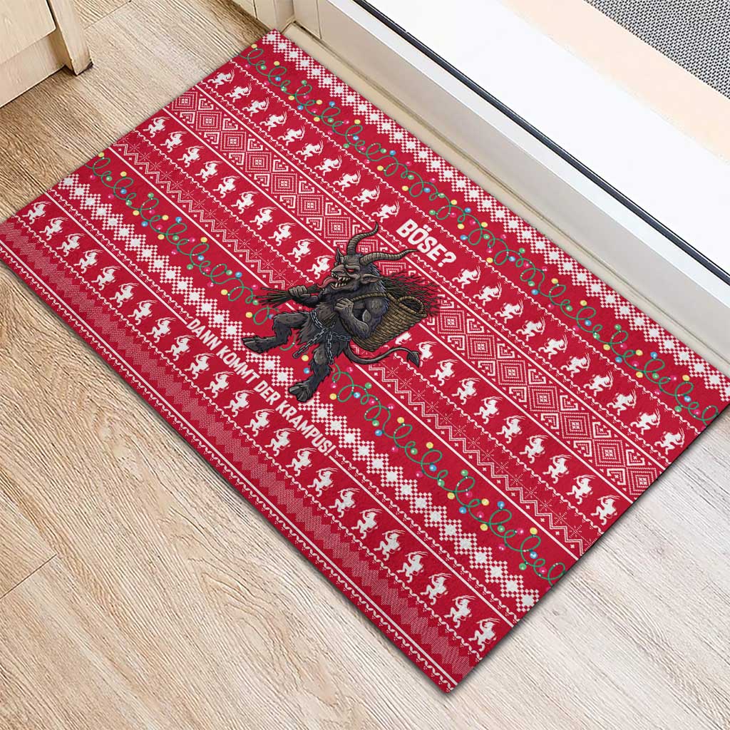 Austria Christmas Rubber Doormat with German Text Red Pattern and Festive Lights - Wonder Print Shop
