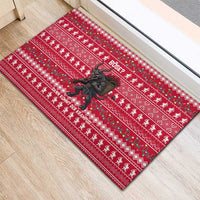 Austria Christmas Rubber Doormat with German Text Red Pattern and Festive Lights - Wonder Print Shop