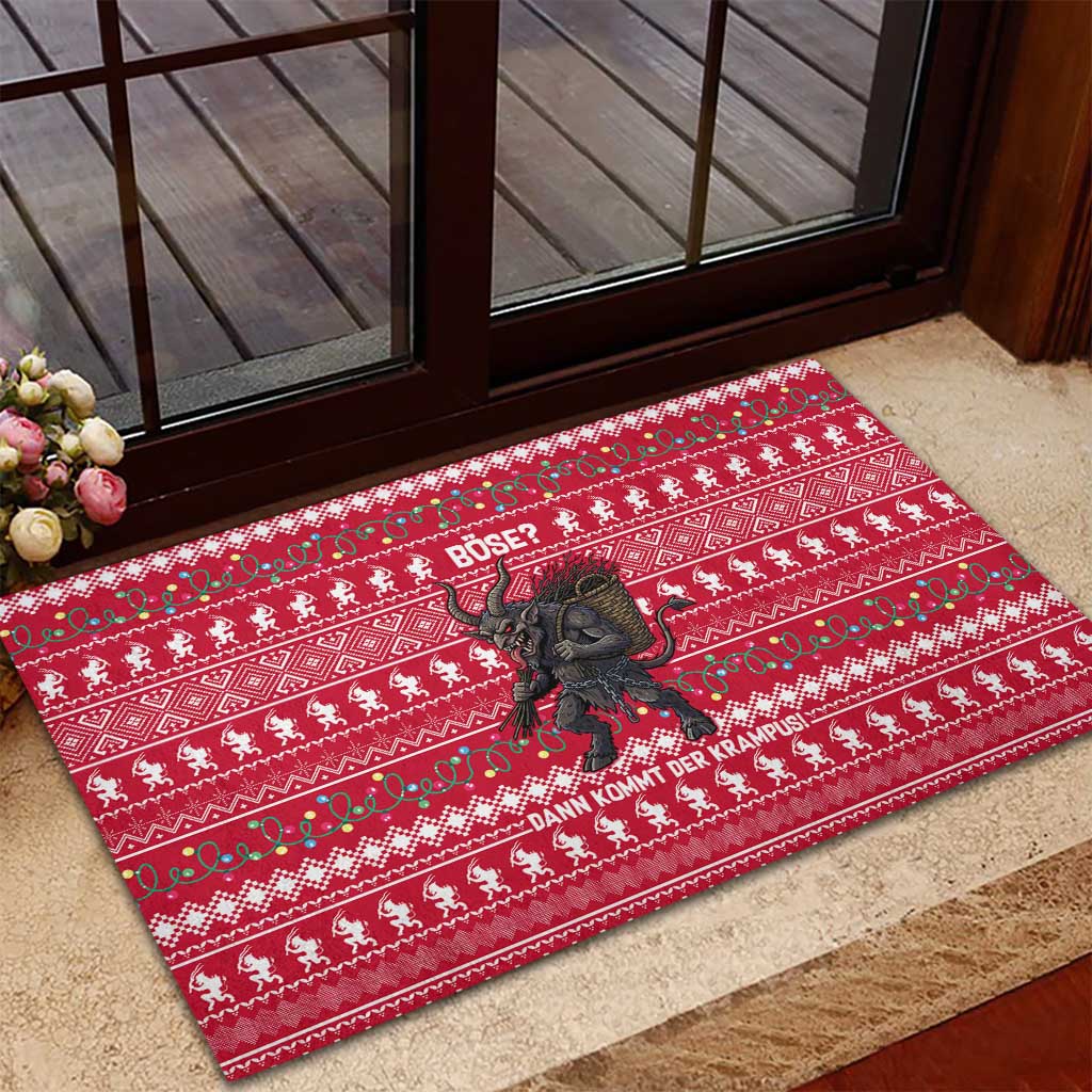 Austria Christmas Rubber Doormat with German Text Red Pattern and Festive Lights - Wonder Print Shop