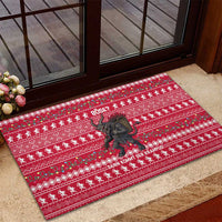 Austria Christmas Rubber Doormat with German Text Red Pattern and Festive Lights - Wonder Print Shop