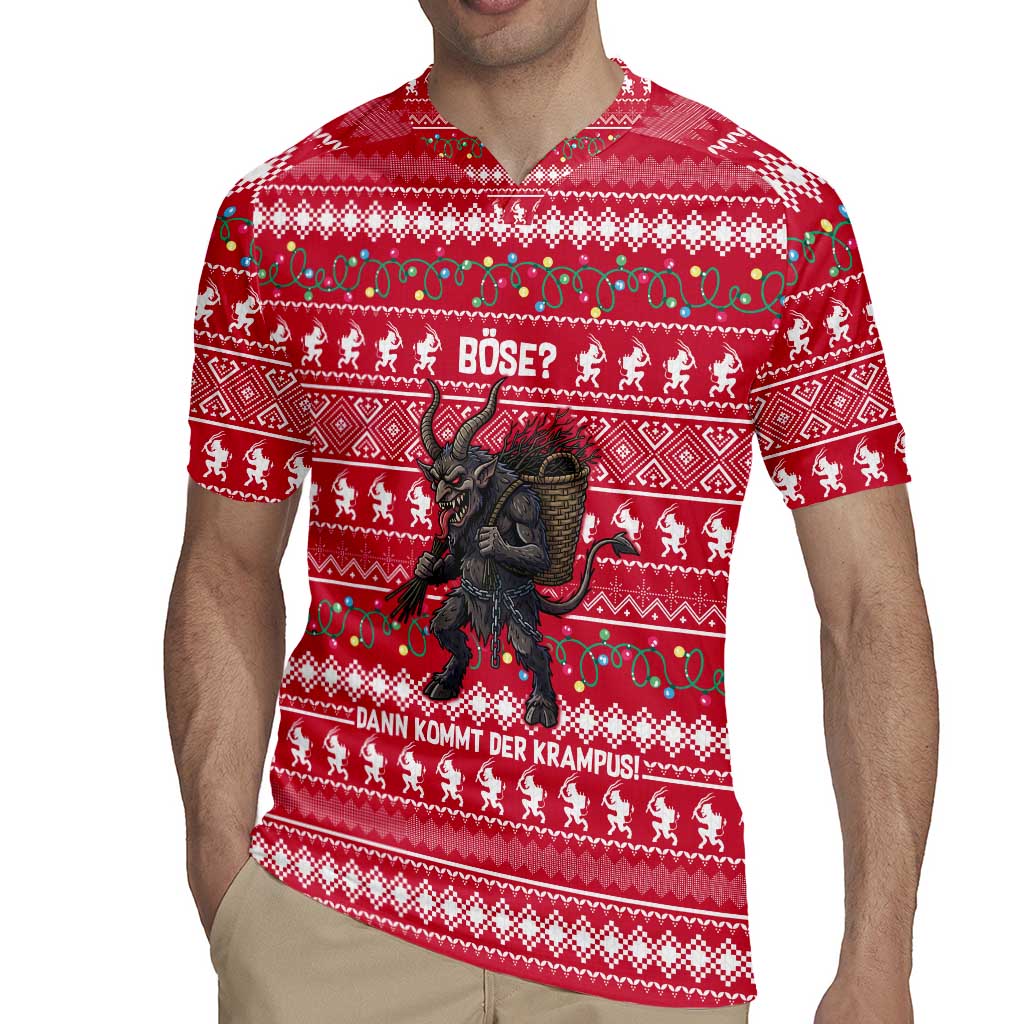 Austria Christmas Rugby Jersey with German Text Red Pattern and Festive Lights - Wonder Print Shop