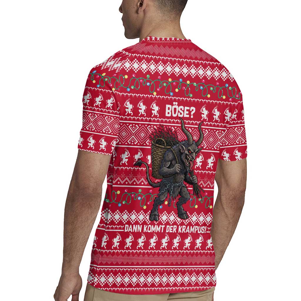 Austria Christmas Rugby Jersey with German Text Red Pattern and Festive Lights - Wonder Print Shop