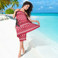 Austria Christmas Sarong with German Text Red Pattern and Festive Lights - Wonder Print Shop