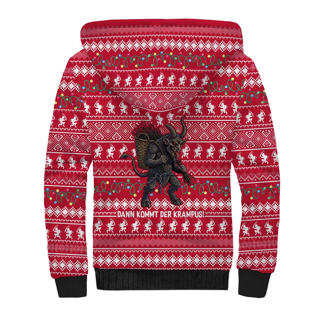 Austria Christmas Sherpa Hoodie with German Text Red Pattern and Festive Lights - Wonder Print Shop