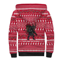 Austria Christmas Sherpa Hoodie with German Text Red Pattern and Festive Lights - Wonder Print Shop