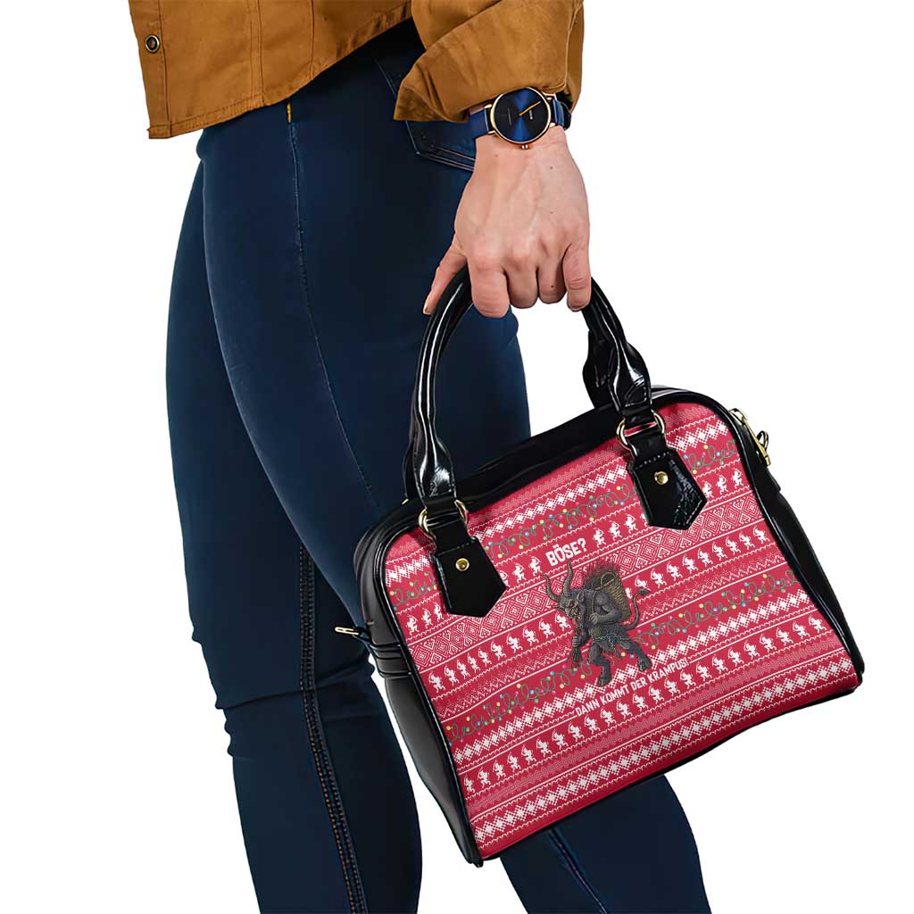 Austria Christmas Shoulder Handbag with German Text Red Pattern and Festive Lights - Wonder Print Shop