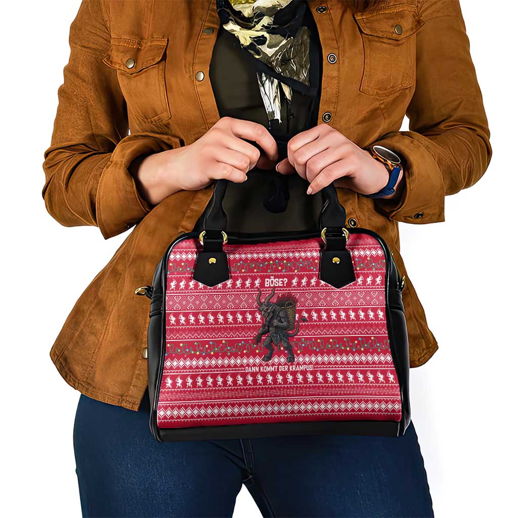 Austria Christmas Shoulder Handbag with German Text Red Pattern and Festive Lights - Wonder Print Shop