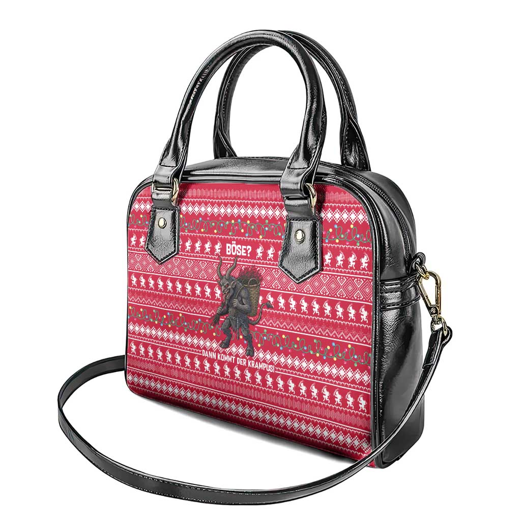 Austria Christmas Shoulder Handbag with German Text Red Pattern and Festive Lights - Wonder Print Shop