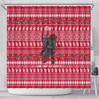 Austria Christmas Shower Curtain with German Text Red Pattern and Festive Lights - Wonder Print Shop
