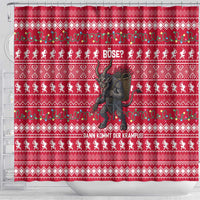 Austria Christmas Shower Curtain with German Text Red Pattern and Festive Lights - Wonder Print Shop