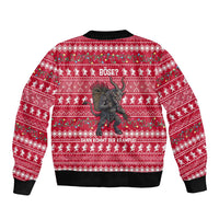 Austria Christmas Sleeve Zip Bomber Jacket with German Text Red Pattern and Festive Lights - Wonder Print Shop
