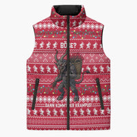 Austria Christmas Sleeveless Puffer Jacket with German Text Red Pattern and Festive Lights - Wonder Print Shop