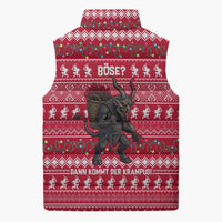 Austria Christmas Sleeveless Puffer Jacket with German Text Red Pattern and Festive Lights - Wonder Print Shop