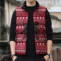 Austria Christmas Sleeveless Puffer Jacket with German Text Red Pattern and Festive Lights - Wonder Print Shop