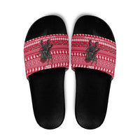 Austria Christmas Slide Sandals with German Text Red Pattern and Festive Lights - Wonder Print Shop