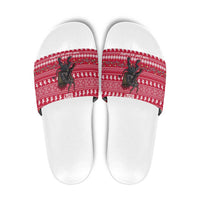 Austria Christmas Slide Sandals with German Text Red Pattern and Festive Lights - Wonder Print Shop